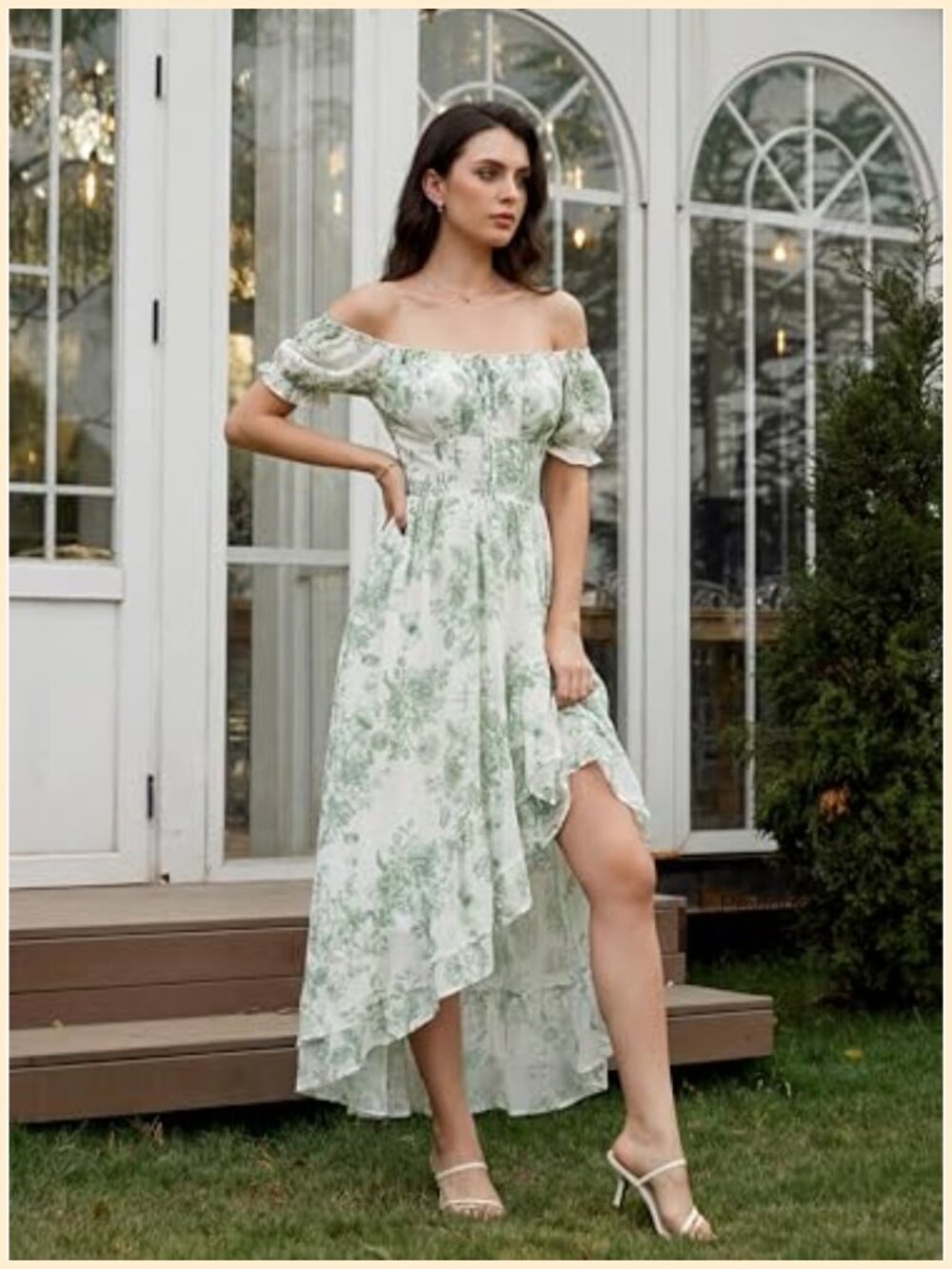 Corset Chiffon Flowy Sundress Wedding Guest Dress Summer - Picture 2 of 7